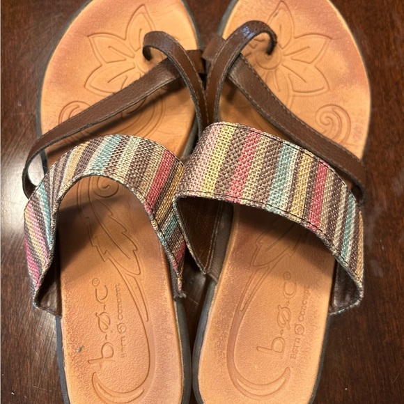 b.o.c. Brown Sandals with Striped Fabric Straps - Picture 2 of 4